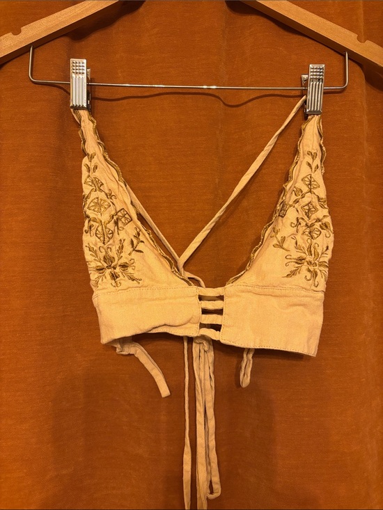 Free People Other - Free People Embroidered Triangle Bralette in Tan